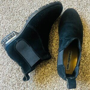 Karl Lagerfeld Paris Stud Suede Chelsea Boots - Women Size 5.5/36 B